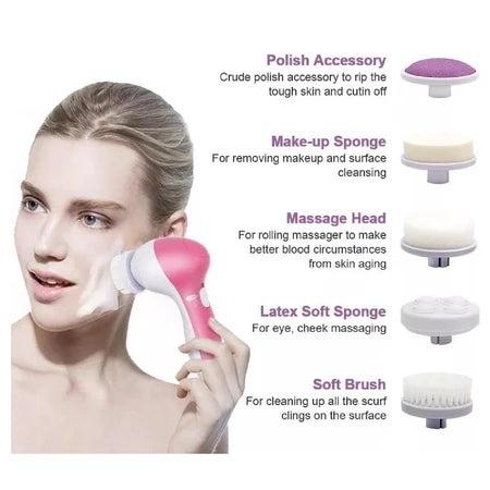 Escova Elétrica 5 em 1 Limpeza Facial Massageadora Esfoliação