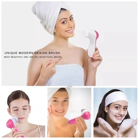 Escova Elétrica 5 em 1 Limpeza Facial Massageadora Esfoliação