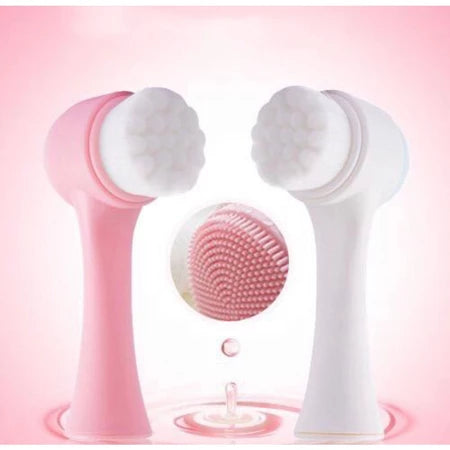 Escova Limpeza Facial 2 Em 1 Aparelho Massagem Esponja Cerdas Macias Dupla Face Escova De Limpeza De Cravos