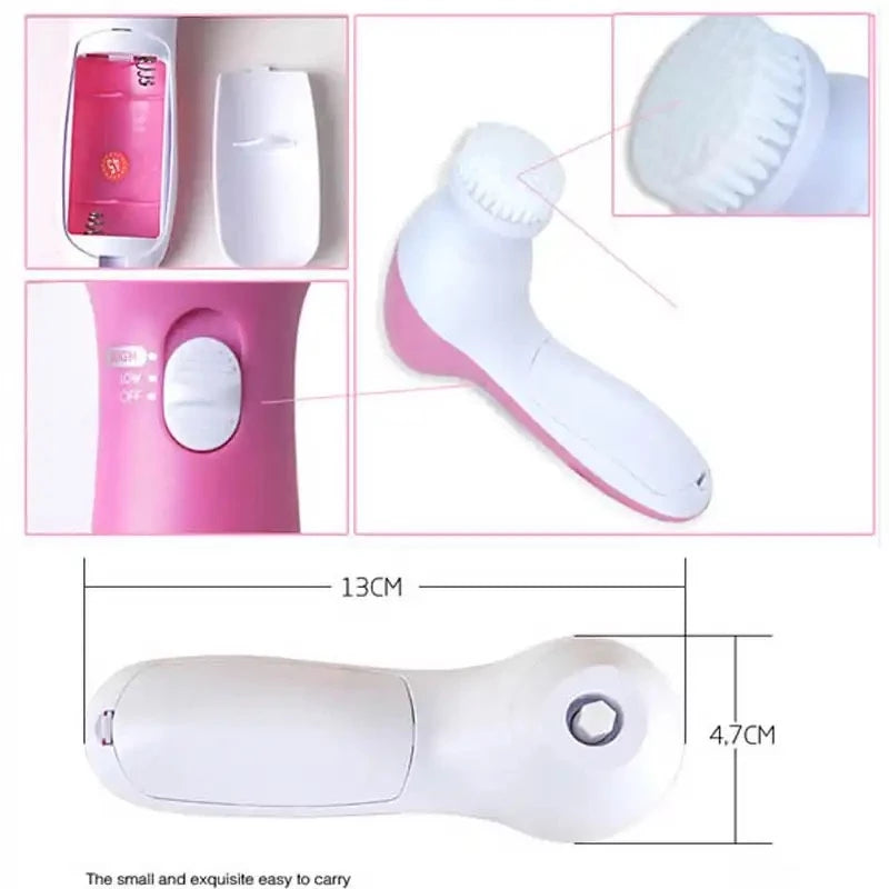 Escova Elétrica 5 em 1 Limpeza Facial Massageadora Esfoliação